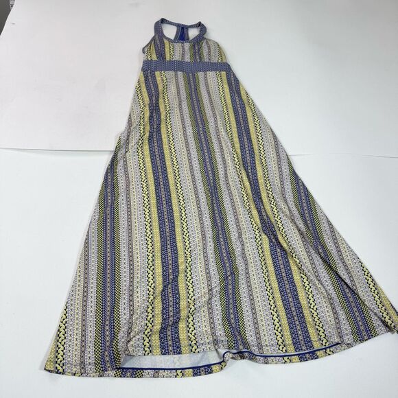 Prana Maxi Dress Womens Medium Blue Yellow Racerback Activewear flowy - Picture 1 of 9